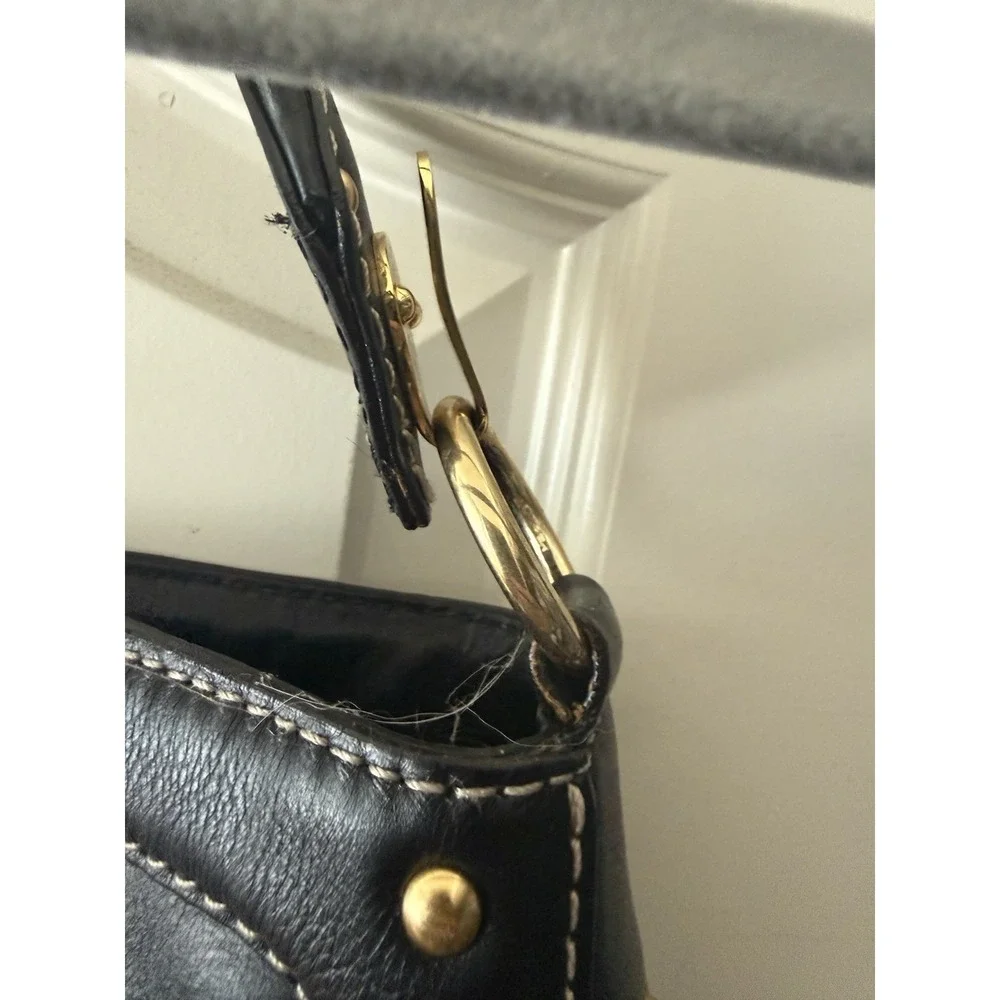 Michael Kors Black Pebbled Leather Studded Hobo Bag Vintage
